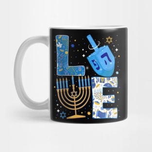 Hanukkah love with menorah for jewish Christmas holiday Mug